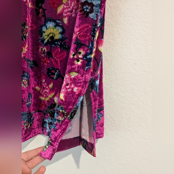 Anthropologie Purple Floral Velvet Sleeveless Shania Mini Slip Dress Tropical - Picture 7 of 10
